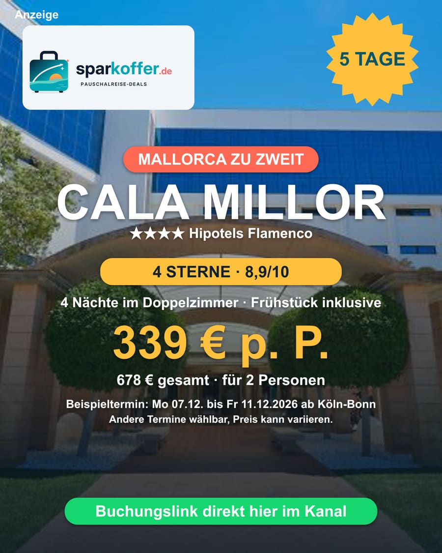 Mallorca (Cala Millor) Deal: 4 Nächte im 4-Sterne Hipotels Flamenco, Frühstück, Transfer inklusive, 339 Euro pro Person