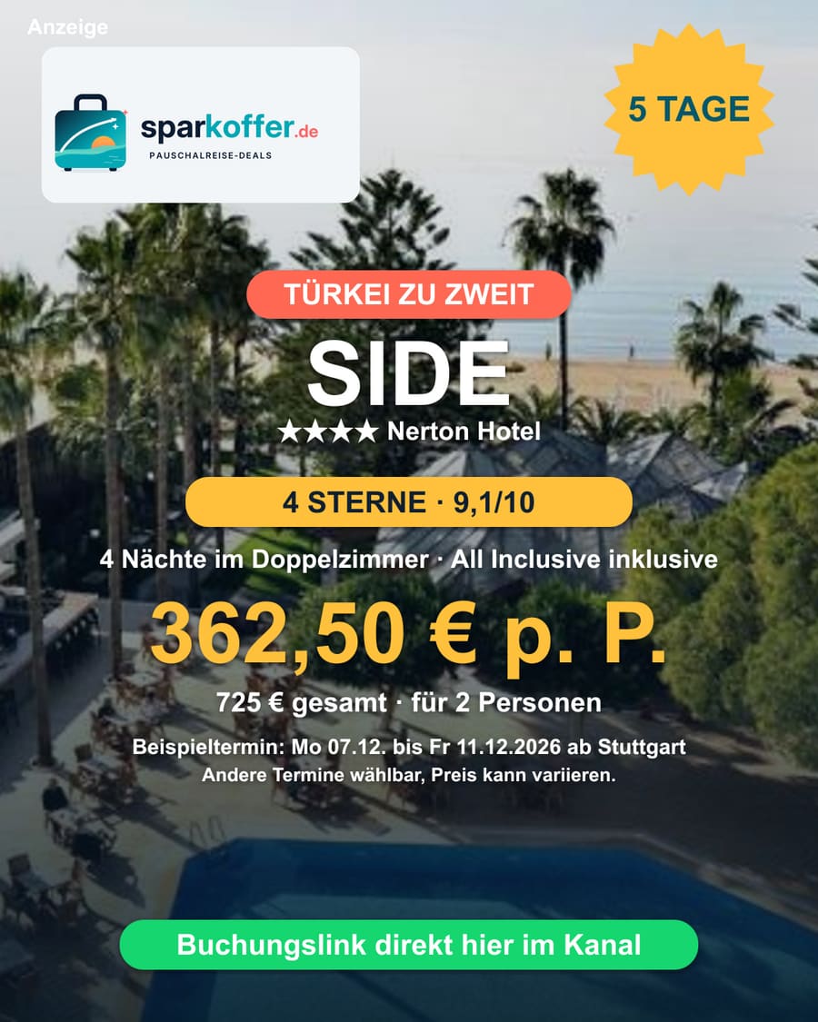 Side Deal: 4 Nächte im 4-Sterne Nerton Hotel, All Inclusive, Transfer inklusive, 363 Euro pro Person