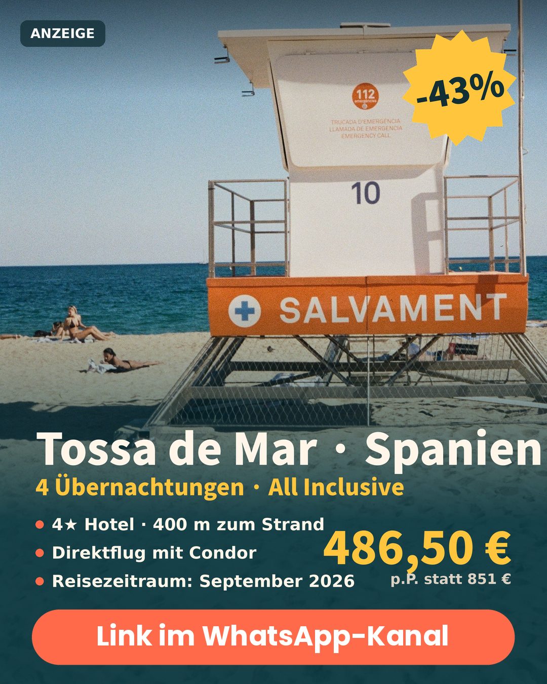 Tossa de Mar Deal: Badeurlaub an der Costa Brava in Spanien, 43 Prozent Rabatt, ab 486,50 Euro pro Person